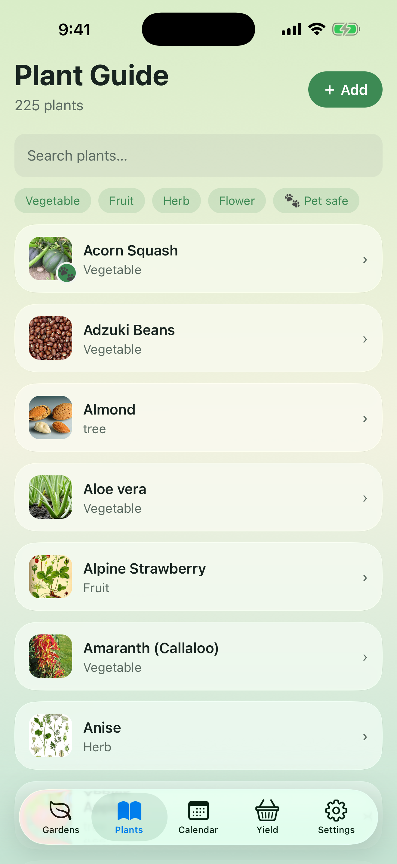 Plant guide with 225+ plants